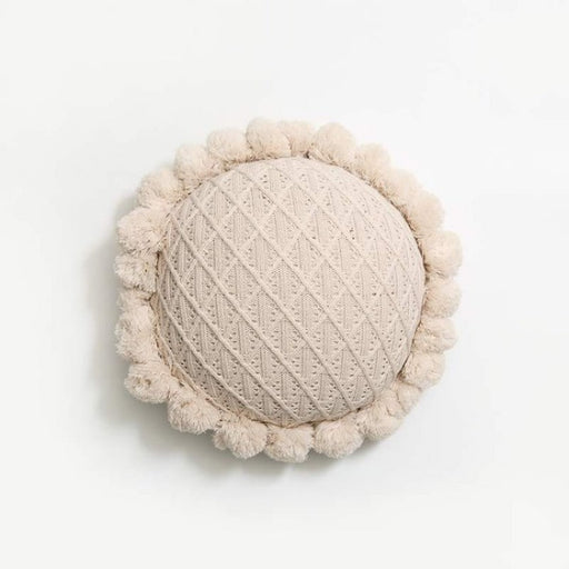Sunflower Round Knitted Cushion - Beige - Creative Living