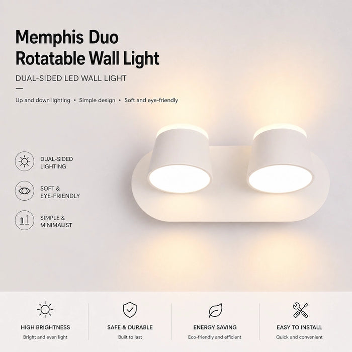 White Memphis Duo Rotatable Wall Light from Creative Living