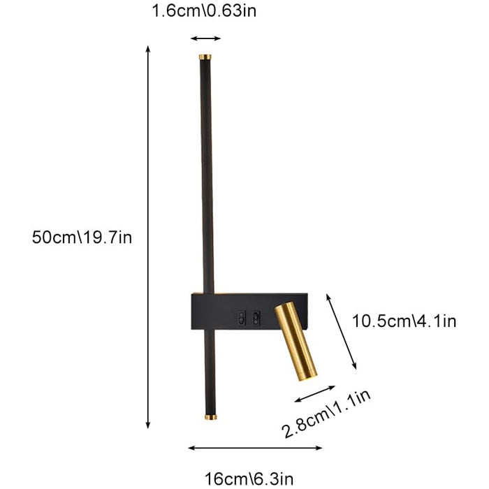 Cylindrical Dual Reading Wall Light – Left Side