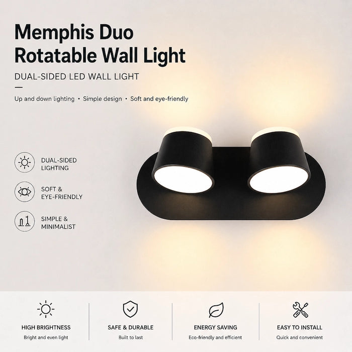Black Memphis Duo Rotatable Wall Light from Creative Living
