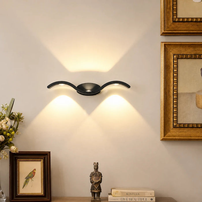 Black Modern Wave Curve LED Wall Lamp-Creative Living