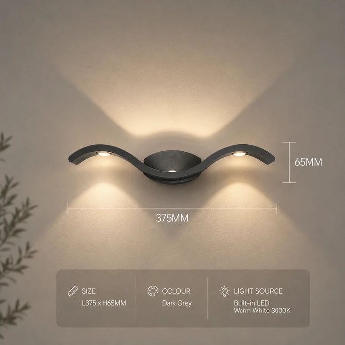 Black Modern Wave Curve LED Wall Lamp-Creative Living
