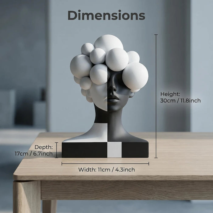 Abstract Black White Split Face Sculpture from Creative Living