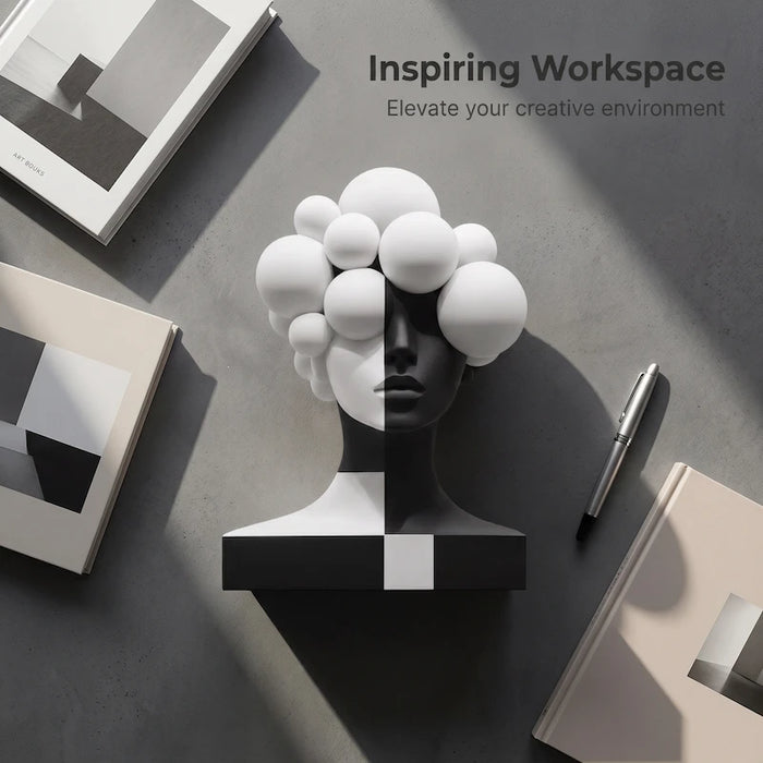 Abstract Black White Split Face Sculpture from Creative Living