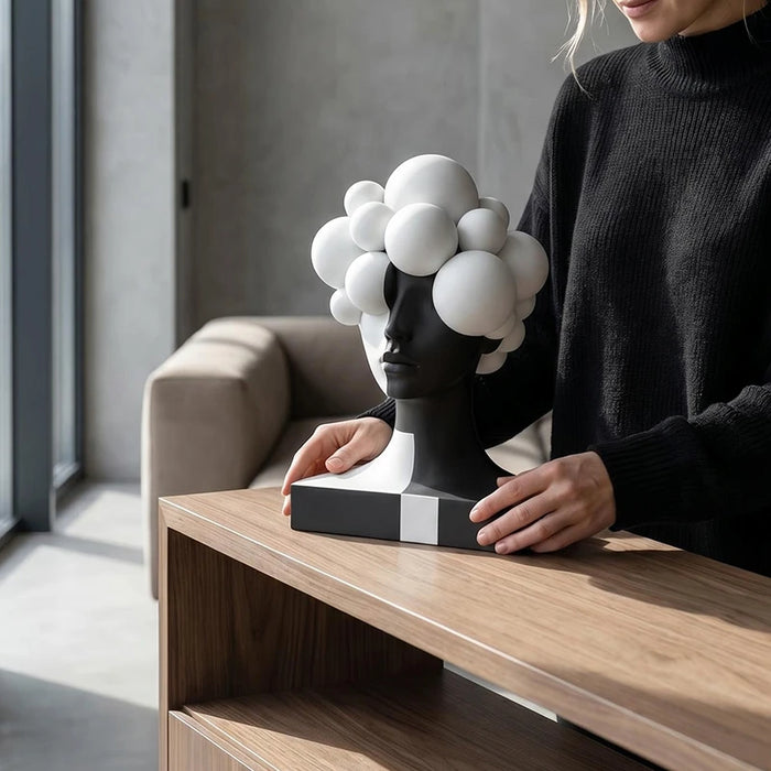 Abstract Black White Split Face Sculpture from Creative Living