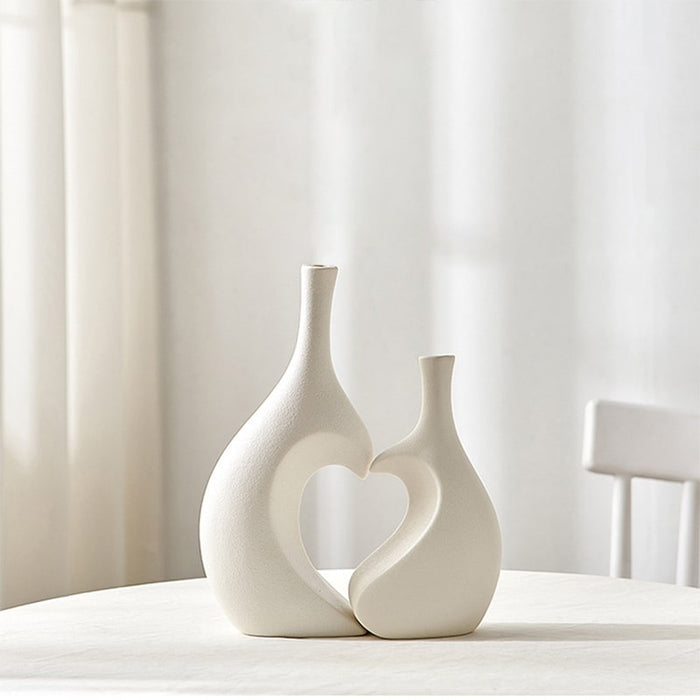 Beige Heart Shaped Vase Set - Creative Living