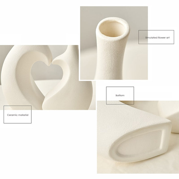 Beige Heart Shaped Vase Set - Creative Living