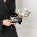 Monochrome Botanica Porcelain Cup & Saucer Set - Set of 2-Creative Living