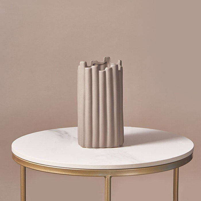Ceramic Fluted Rectangular Vase | Small Dark Grey - Creative Living