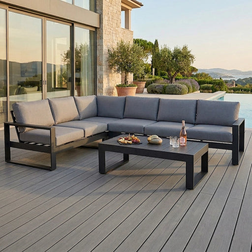 Coline 5 Seat Sofa Set Charcoal-Creative Living