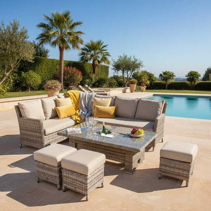 EDWINA Corner Dining with Lift Table Mixed Nature Weave-Creative Living