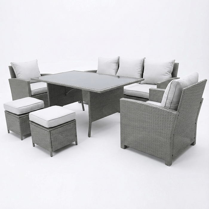 Outdoor furniture set with gray wicker chairs and table-Creative Living