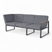 Gray outdoor sofa with black metal frame on a white background