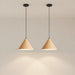 Light Oak Large Nordic Woodgrain Cone Pendant Light Set of 2 by Creative Living