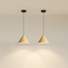 Light Oak Small Nordic Woodgrain Cone Pendant Light Set of 2 by Creative Living