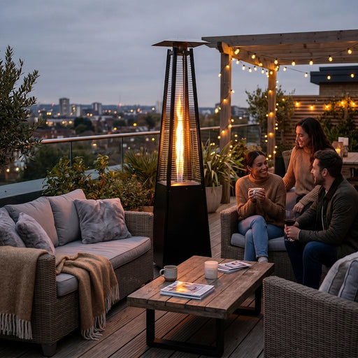 Matte Black Pyramid Gas Flame Patio Heater-Creative Living