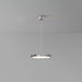 Modern pendant light hanging from a ceiling on a gray background