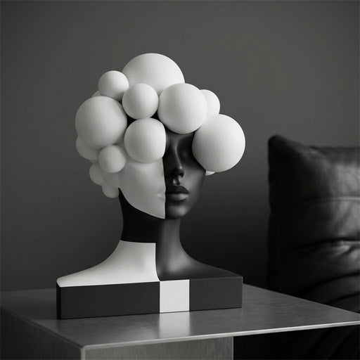 Abstract Black White Split Face Sculpture from Creative Living