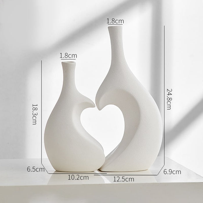 Beige Heart Shaped Vase Set - Creative Living