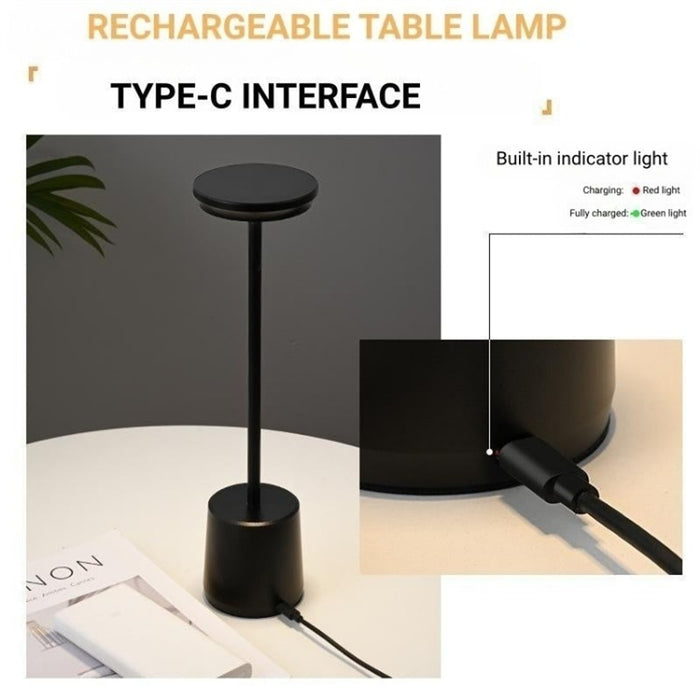 Rechargeable Metal Touch Table Lamp - Grey - Creative Living