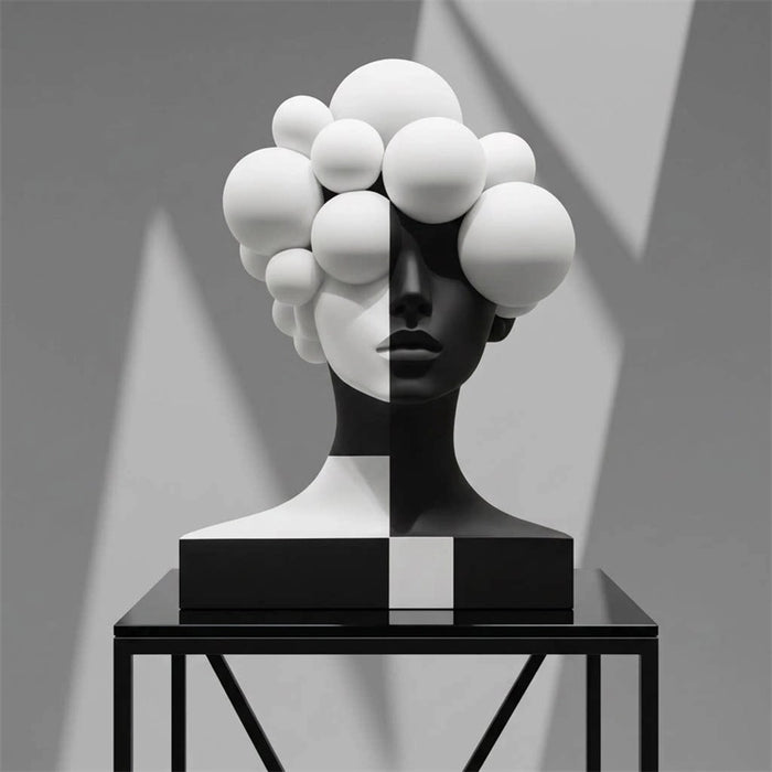 Abstract Black White Split Face Sculpture from Creative Living