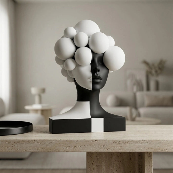 Abstract Black White Split Face Sculpture from Creative Living