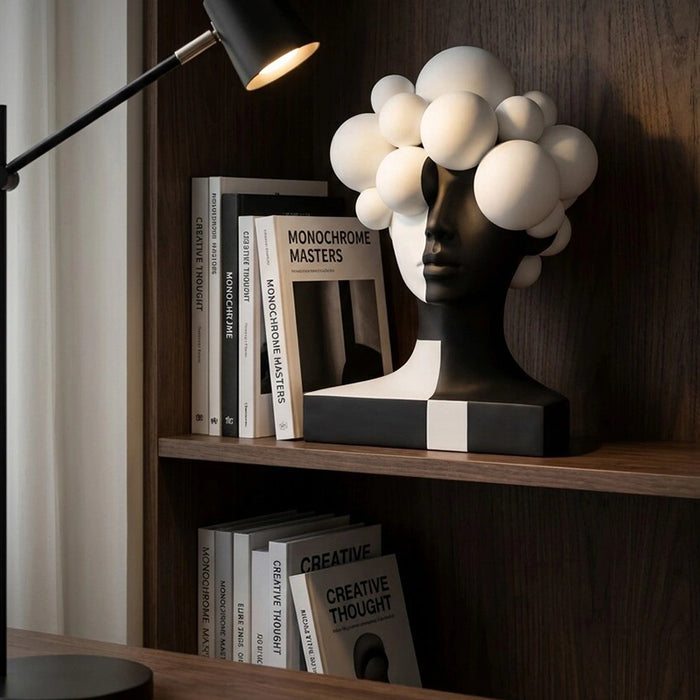 Abstract Black White Split Face Sculpture from Creative Living