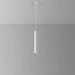 White pendant light hanging against a gray background