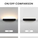 Comparison of a wall light fixture on and off, labeled 'ON' and 'OFF' respectively.