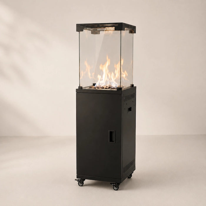 Oslo Glass Tower Gas Flame Patio Heater With Cover