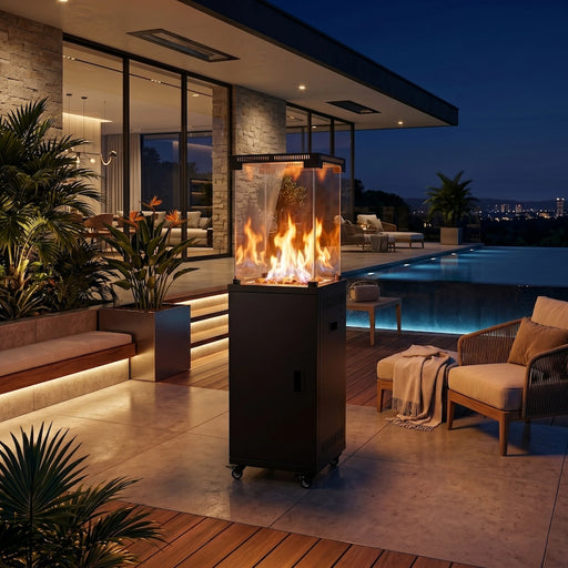 Oslo Glass Tower Gas Flame Patio Heater-Creative Living