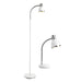 White floor lamp with adjustable arm on a white background