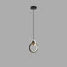 Modern pendant light with circular design on a gray background