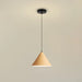 Pendant light with wooden shade on a beige background