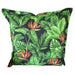 Pillow with tropical leaf pattern on a white background