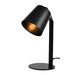 Black desk lamp with a gold interior on a white background