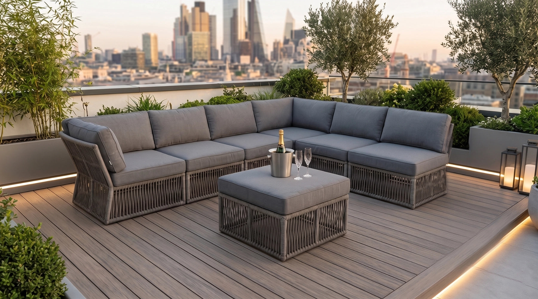 Creative Living Aluminium Cole Modular Corner Sofa Set 5-Seater Charcoal