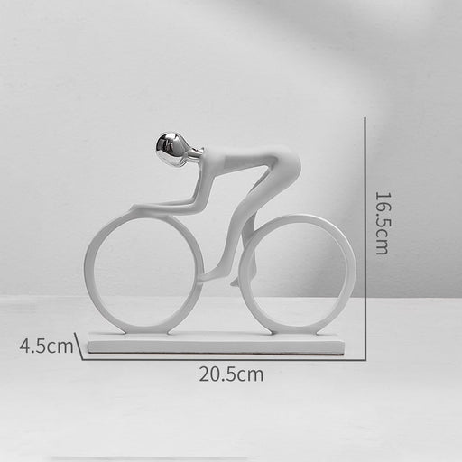 White bicycle-shaped object with dimensions on a gray background
