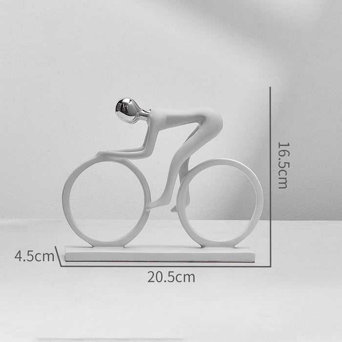 White bicycle-shaped object with dimensions on a gray background