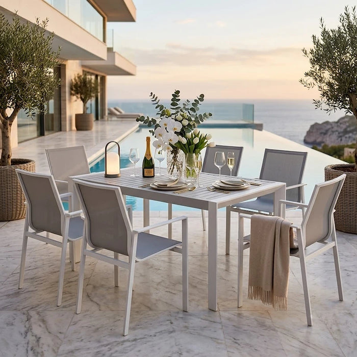 Amalfi 6-seater Dining Set White-Creative Living