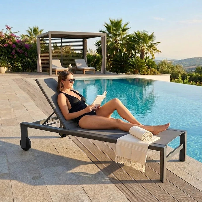Amalfi Sunlounger Charcoal-Creative Living