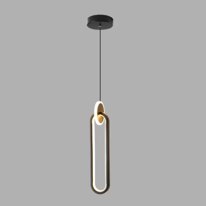 Modern pendant light with a minimalist design on a gray background