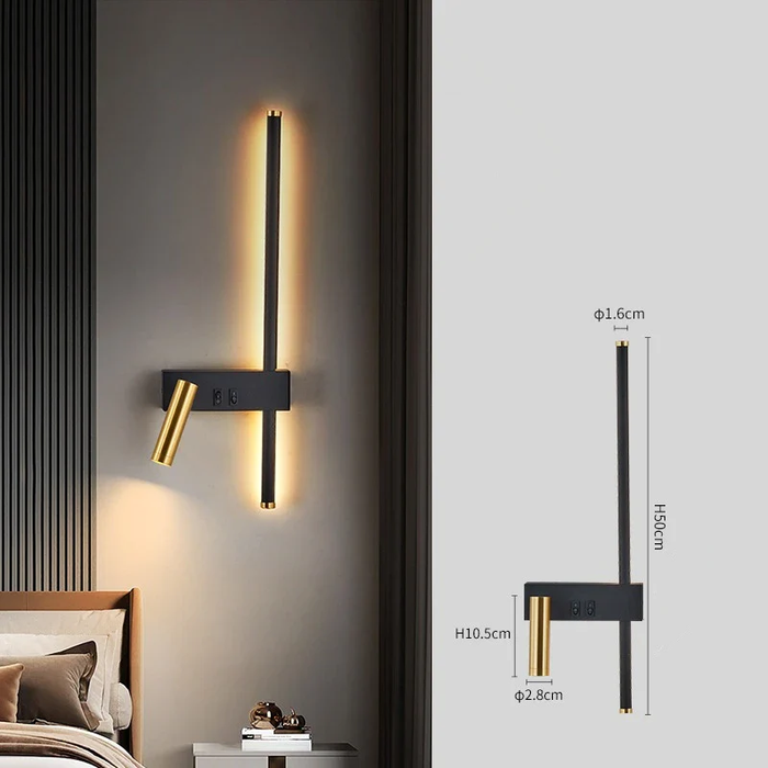 Cylindrical Dual Reading Wall Light – Right Side
