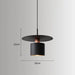 Black pendant lamp with measurements on a gray background