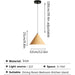 Pendant light with dimensions and specifications on a white background