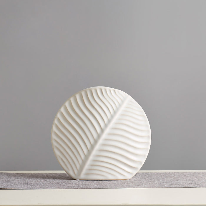 Nordic Ceramic Leaf Vase - Small White - Creative Living