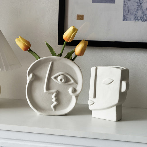 Abstract Face Art Vase Set - Creative Living