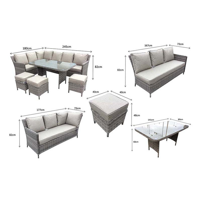 Edwina Corner Dining Multi Grey Wicker