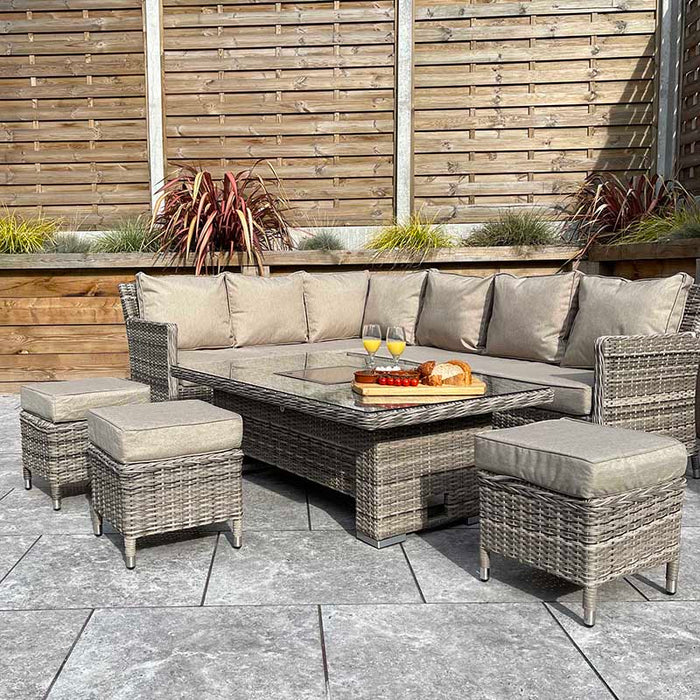 EDWINA Corner Dining with Lift Table Mixed Nature Weave-Creative Living