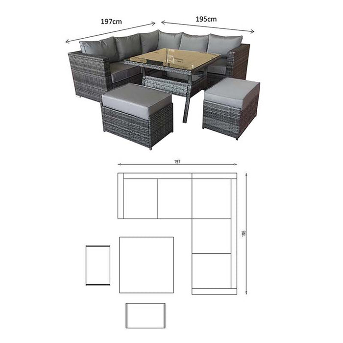 Georgia Corner Dining Set Grey